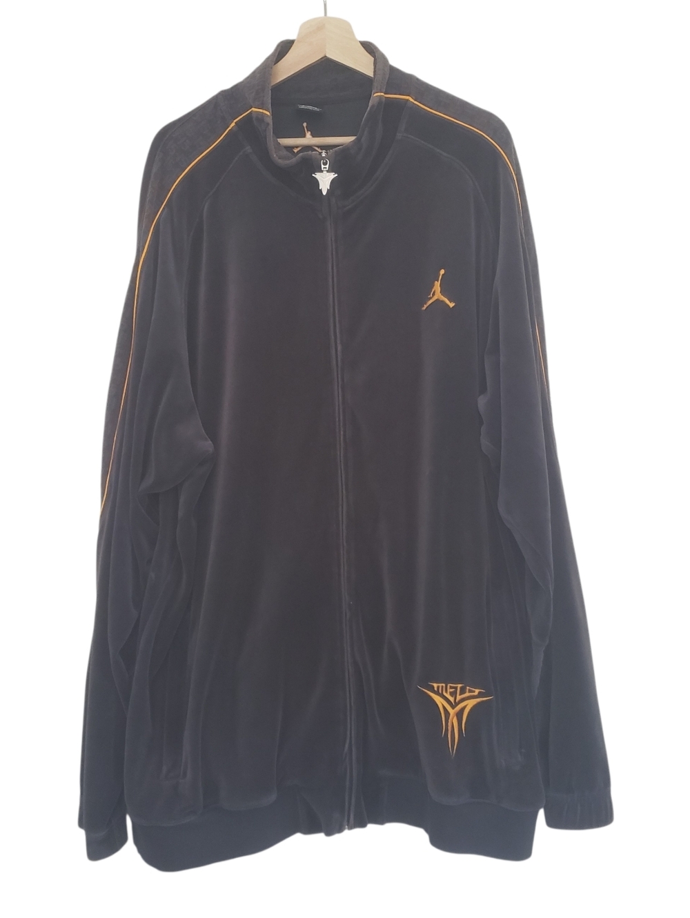 Vintage Air Jordan Jacket Zip Up Y2K Velour Melo Carmelo Anthony Brown Size XXL